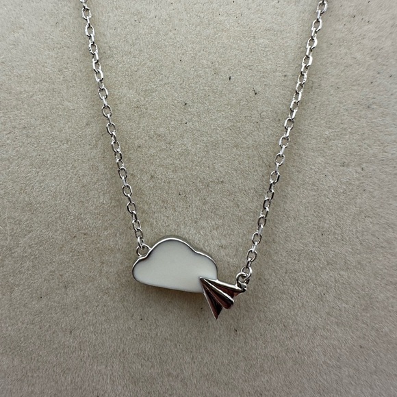 B.Rising Jewelry - Dainty Silver 925 Cloud and Paper Airplane Pendant on Silver 925 Chain